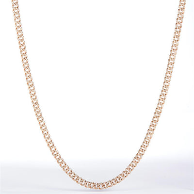 5.63 Ct. Diamond 14 Kt Gold (Rosé). Solid Cuban Link Chain. (Unisex). 22 in Long. 5 mm Wide