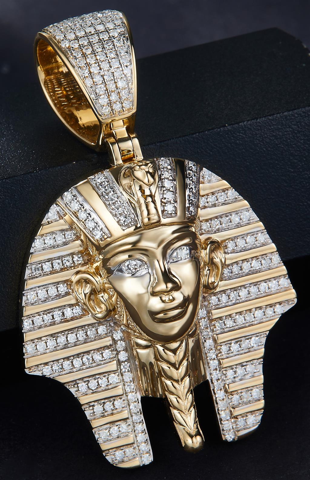 0.79 Ct. Diamond 10 Kt Gold (Yellow). King Tut Pendant. (Unisex).