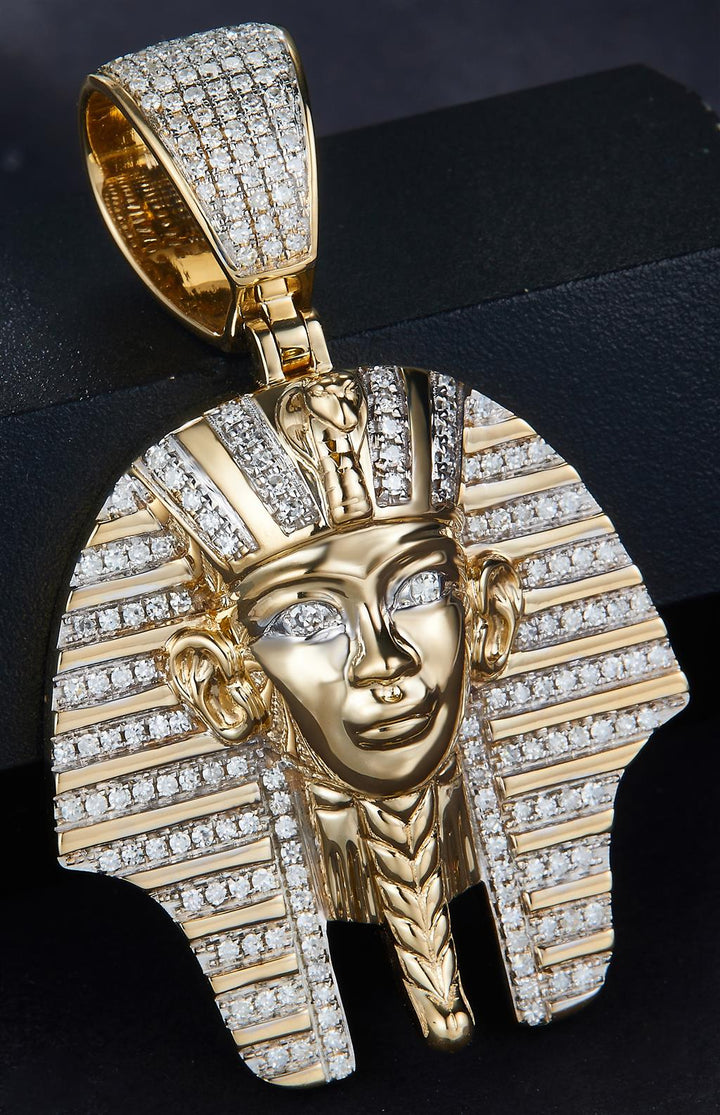 0.79 Ct. Diamond 10 Kt Gold (Yellow). King Tut Pendant. (Unisex).