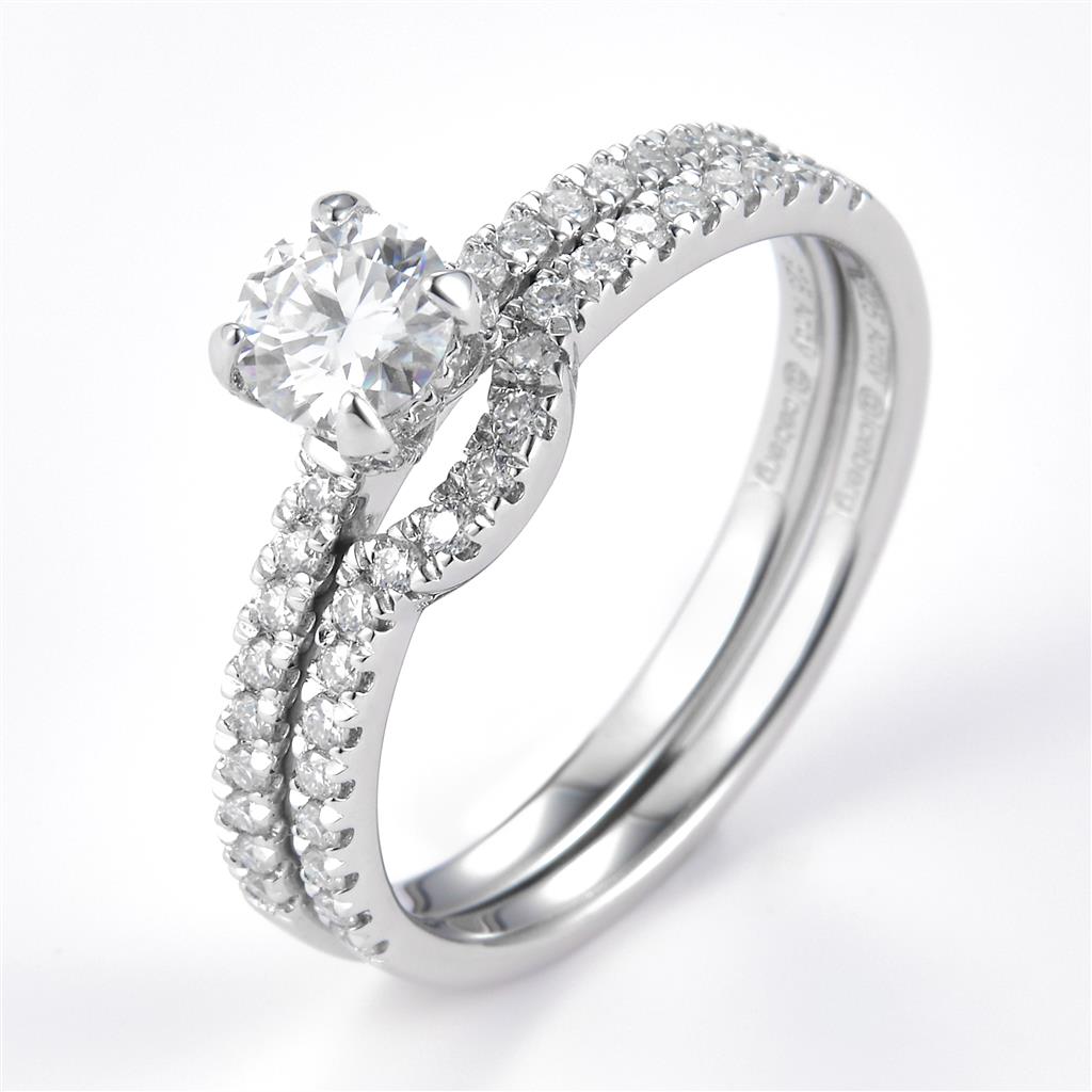 0.92 Ct. Moissanite Sterling Silver (White). Engagement/Wedding Set Ring. (Women). Size 8