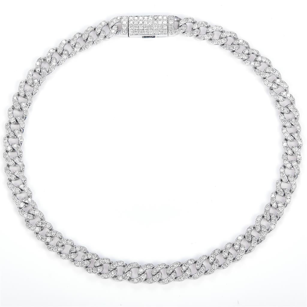 2 Ct. Diamond 14 Kt Gold (White). Solid Cuban Link Bracelet. (Unisex). 8 in Long. 5 mm Wide
