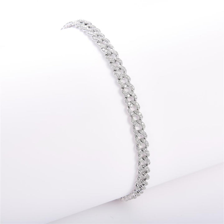 2 Ct. Diamond 14 Kt Gold (White). Solid Cuban Link Bracelet. (Unisex). 8 in Long. 5 mm Wide