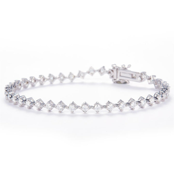 2 Ct. Moissanite 14 Kt Gold (White). Tennis Diamond-Shape Style Bracelet. (Women). 7 in Long. 3 mm Wide