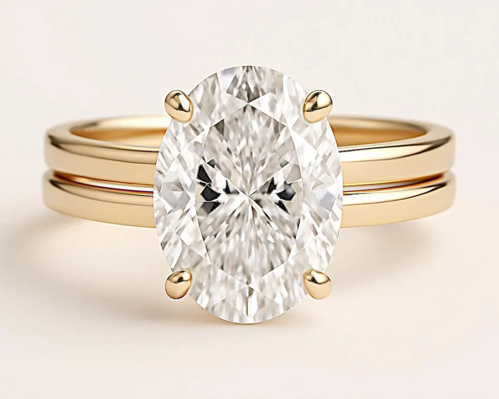 Yellow gold lab diamond oval solitaire ring