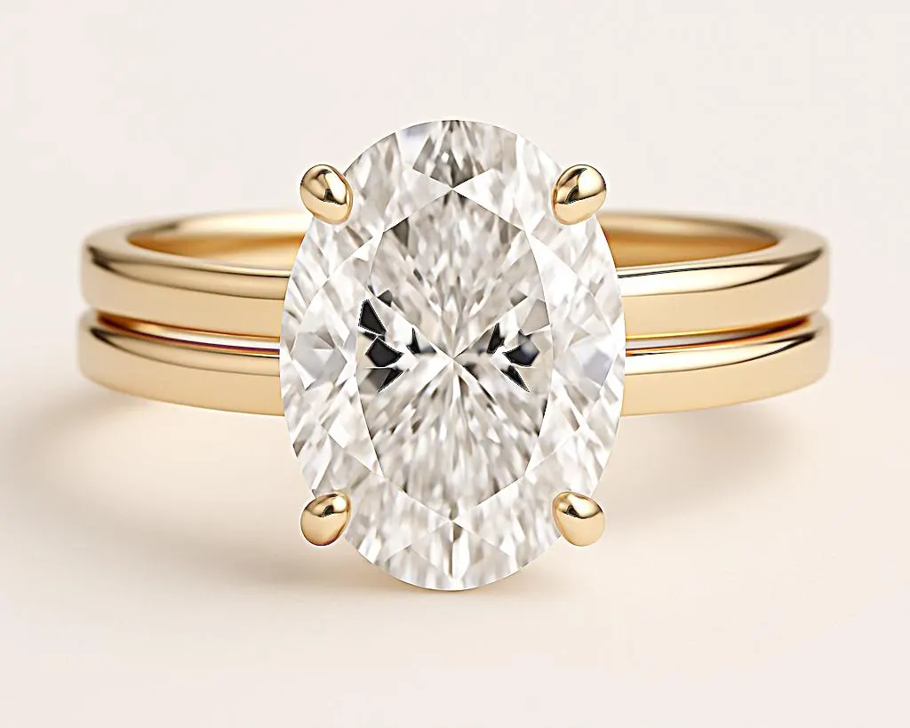 2.5 Ct. Diamond 10 Kt Gold (Yellow). Oval Solitaire Ring. (Women). Size 7