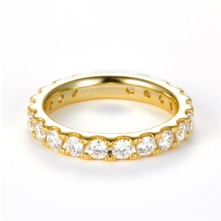 1.82 Ct. Moissanite Sterling Silver (Yellow). Wedding Band Ring. (Women). Size 7.5