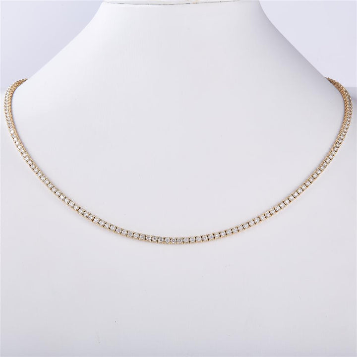 5.385 Ct. Diamond 14 Kt Gold (Yellow). Tennis Chain. (Unisex). 16 in Long. 2.2 mm Wide