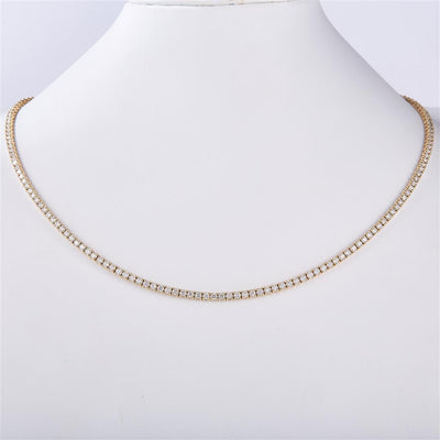 7.72 Ct. Diamond 14 Kt Gold (Yellow). Tennis Chain. (Unisex). 18 in Long. 2.5 mm Wide