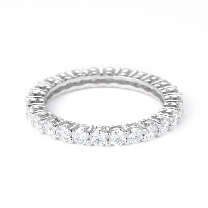 1.52 Ct. Moissanite Sterling Silver (White). Eternity Band Ring. (Women). Size 7.5