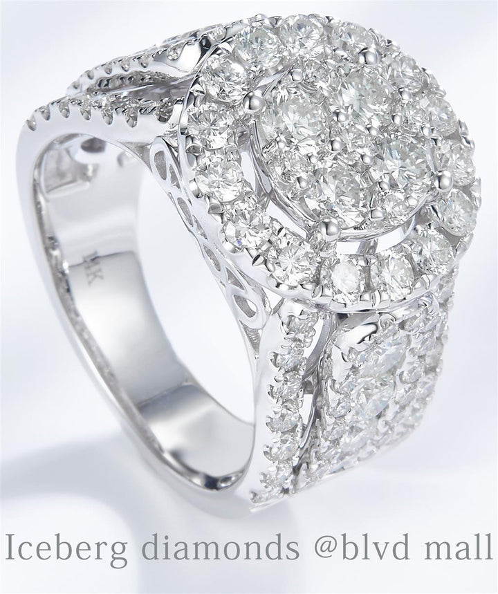 3.04 Ct. Diamond 14 Kt Gold (White). Ring. (Women). Size 7.5