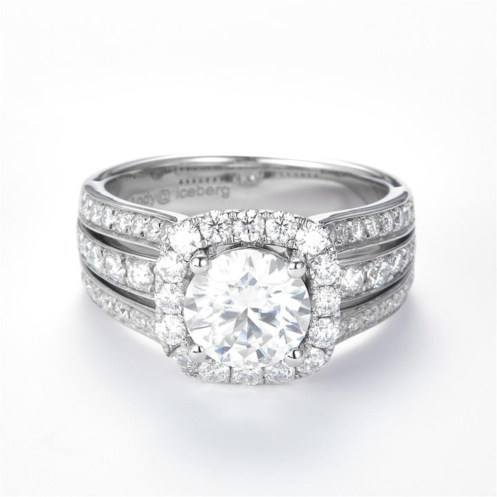 3.4 Ct. Moissanite Sterling Silver (White). Multi-Row Ring. (Women). Size 7.5