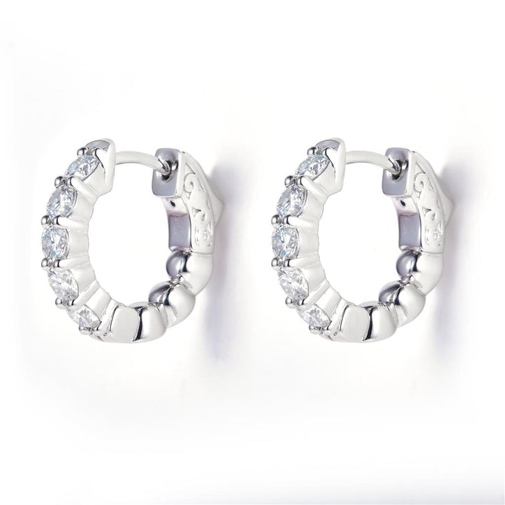 0.98 Ct. Moissanite 14 Kt Gold (White). Hinged Hoop Earrings. (Women).