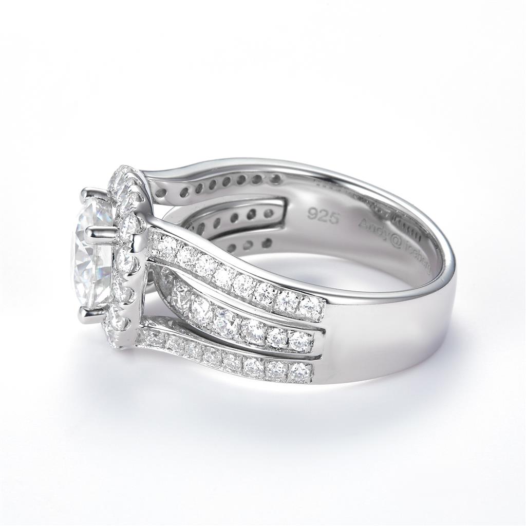 3.4 Ct. Moissanite Sterling Silver (White). Multi-Row Ring. (Women). Size 7.5