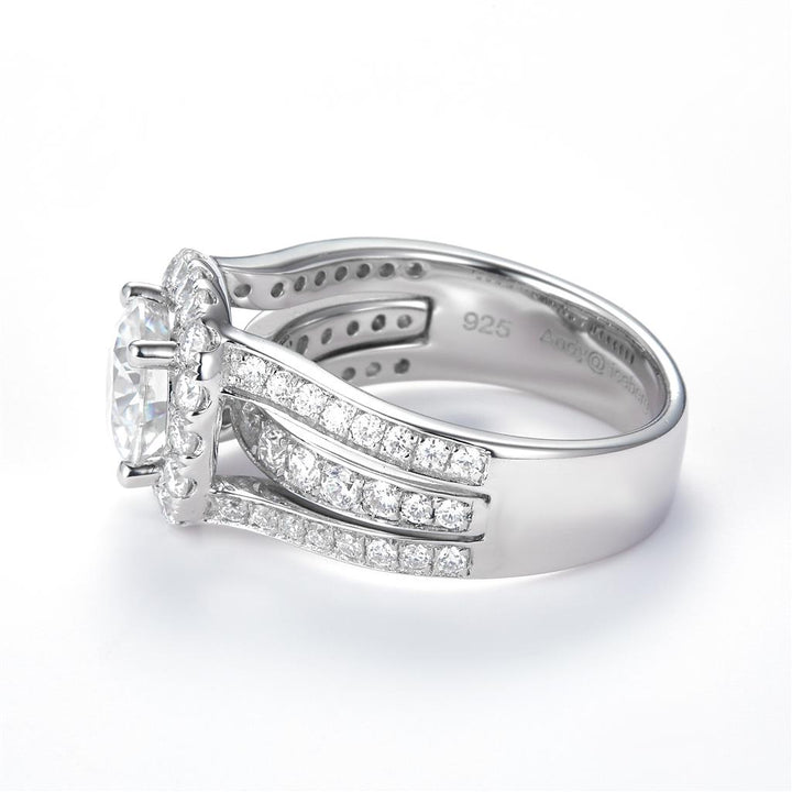 3.4 Ct. Moissanite Sterling Silver (White). Multi-Row Ring. (Women). Size 7.5