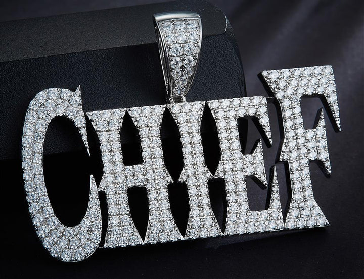 4.08 Carats. Diamond Sterling Silver (White). CUSTOM CHIEF Pendant. (Unisex).