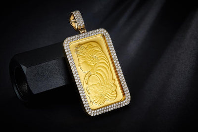 2.733 Ct. Diamond 10 Kt Gold (Yellow). 1 oz Lady Fortuna Gold Coin with Diamond Bezel Pendant. (Unisex).