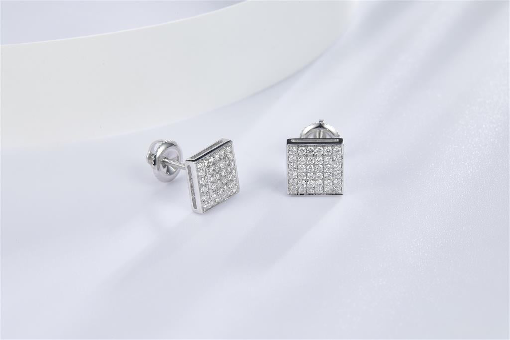 0.47 Ct. Diamond 10 Kt Gold (White). Studs Earrings. (Unisex).