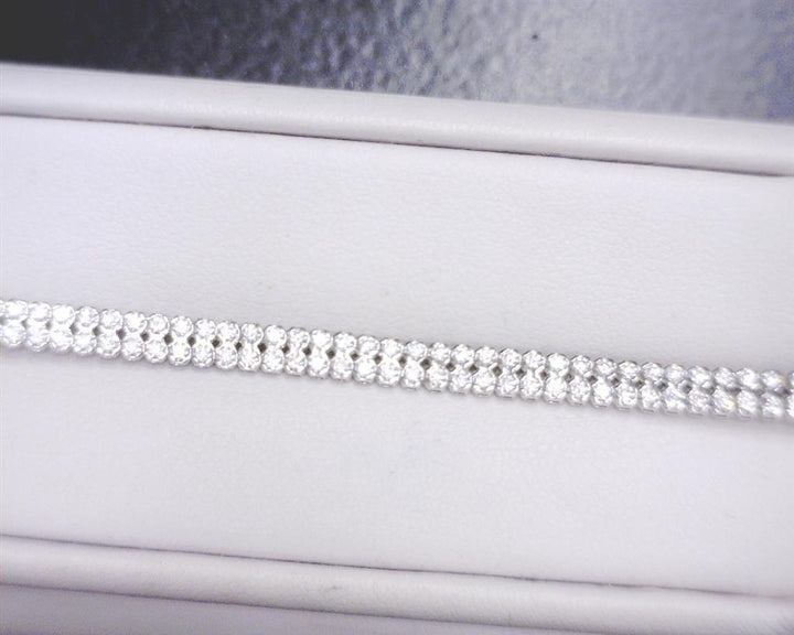 2.75 Ct. Moissanite 14 Kt Gold (White). Double Line Tennis Bracelet. (Women). 7.5 in Long. 4 mm Wide