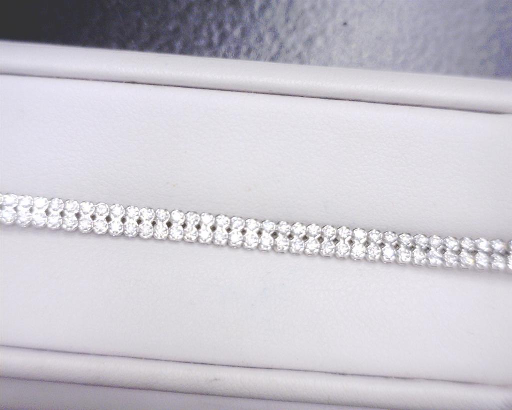 2.75 Ct. Moissanite 14 Kt Gold (White). Double Line Tennis Bracelet. (Women). 7.5 in Long. 4 mm Wide