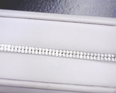 2.75 Ct. Moissanite 14 Kt Gold (White). Double Line Tennis Bracelet. (Women). 7.5 in Long. 4 mm Wide