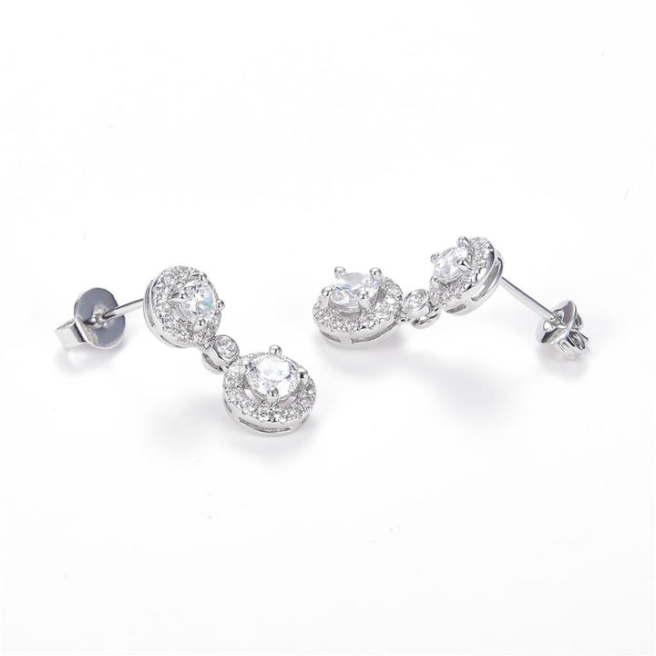 1.44 Ct. Moissanite Sterling Silver (White). Dangle Earrings. (Women).