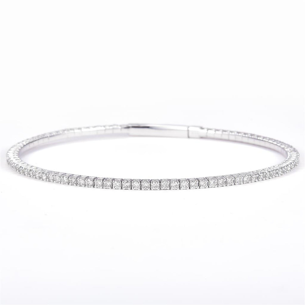 White gold diamond bangle new flexible style bracelet