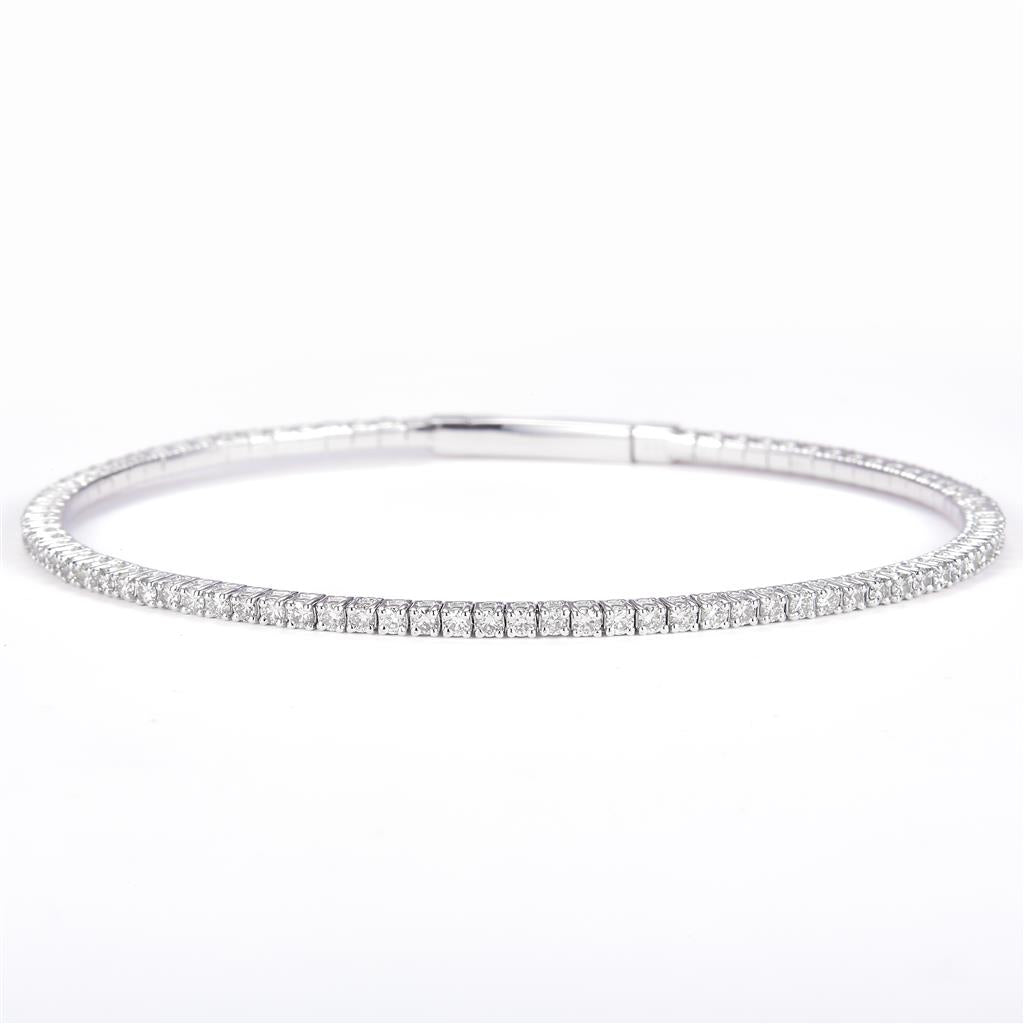 1.54 Ct. Diamond 14 Kt Gold (White). Bangle New Flexible Style Bracelet. (Women). 7 in Long. 1.55 mm Wide
