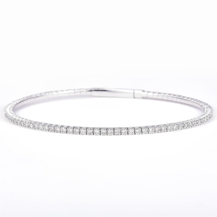 1.54 Ct. Diamond 14 Kt Gold (White). Bangle New Flexible Style Bracelet. (Women). 7 in Long. 1.55 mm Wide