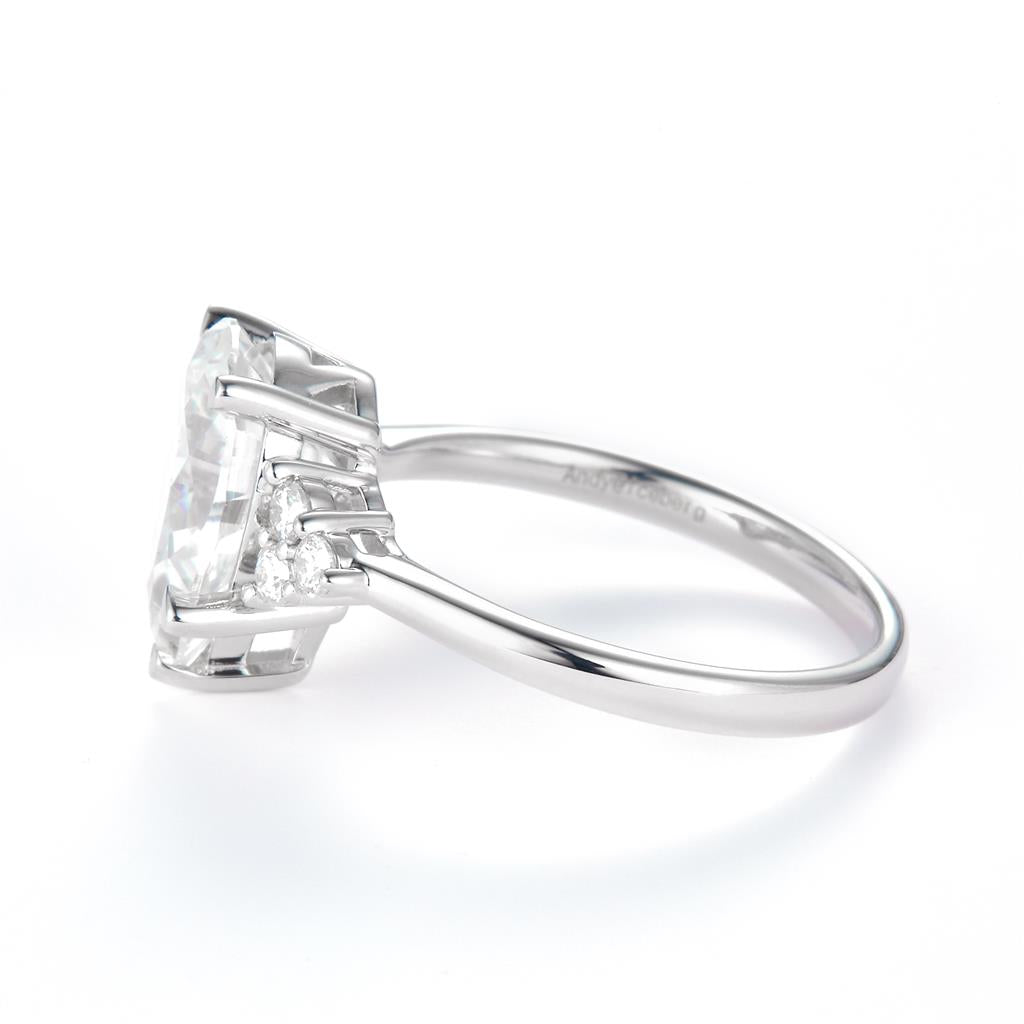 3.226 Ct. Moissanite Sterling Silver (White). Solitaire with Pear Shape Center Stone Ring. (Women). Size 7.5
