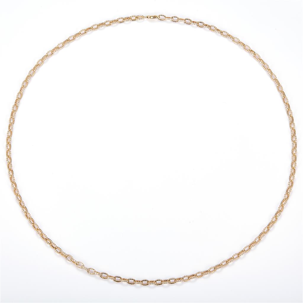 6 Ct. Diamond 14 Kt Gold (Yellow). Anchor Necklace Chain. (Unisex). 20 in Long. 3.3 mm Wide