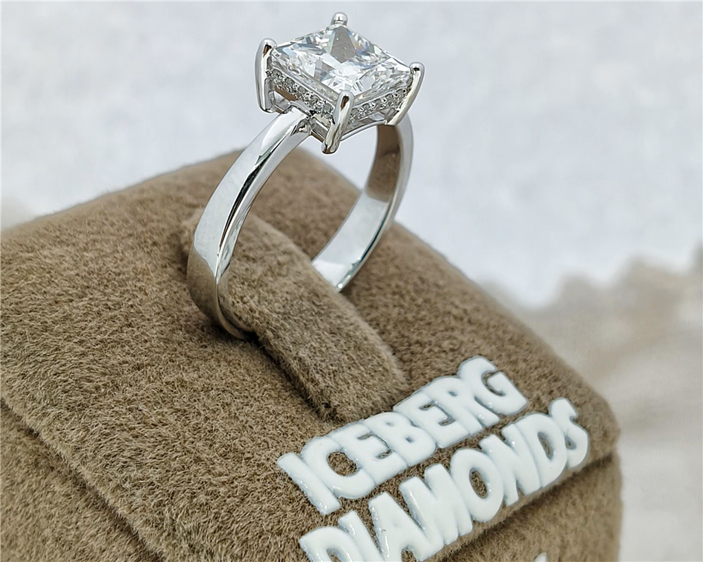 2.16 Ct. Diamond 14 Kt Gold (White). Princess Cut Ring. (Women). Size 7