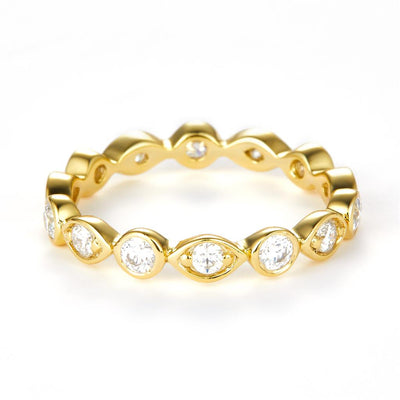 0.76 Ct. Moissanite Sterling Silver (Yellow). Wedding Band Ring. (Women). Size 6.5