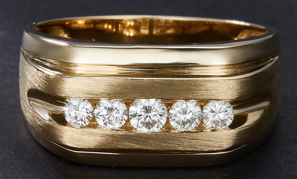 0.48 Ct. Diamond 14 Kt Gold (Yellow). Ring. (Men). Size 10