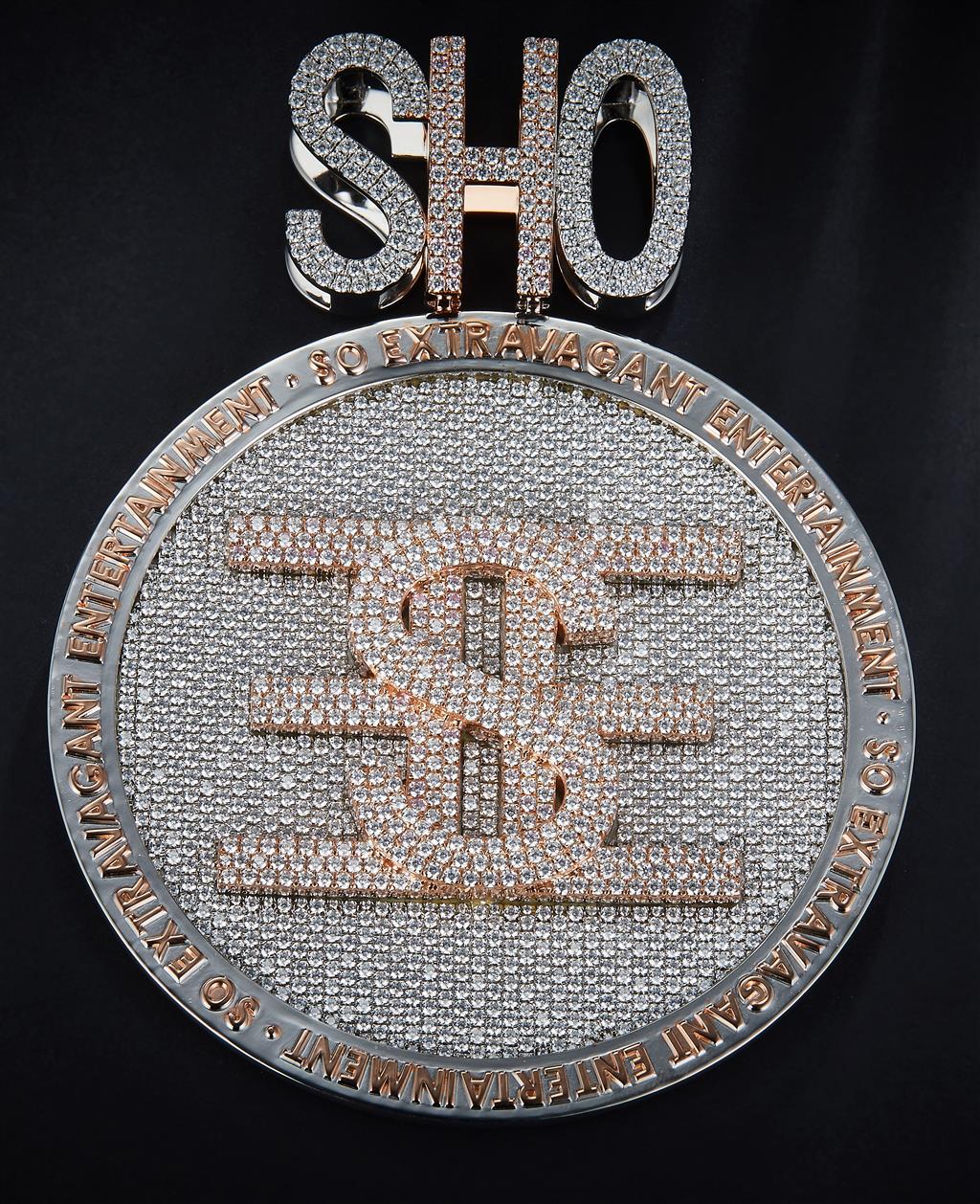 20.79 Carats. Cubic Zirconium Sterling Silver (White). CUSTOM SHO Pendant. (Unisex).