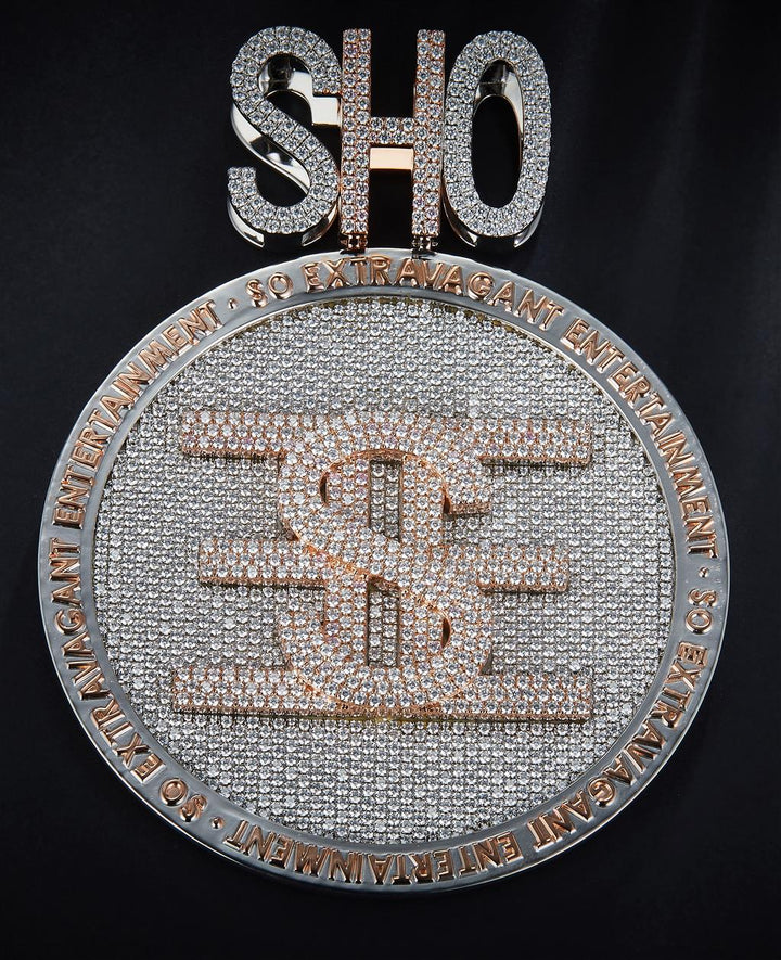 20.79 Carats. Cubic Zirconium Sterling Silver (White). CUSTOM SHO Pendant. (Unisex).