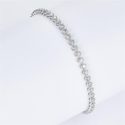 3 Ct. Diamond 10 Kt Gold (White). Tennis Bracelet. (Unisex). 7.5 in Long. 3.2 mm Wide