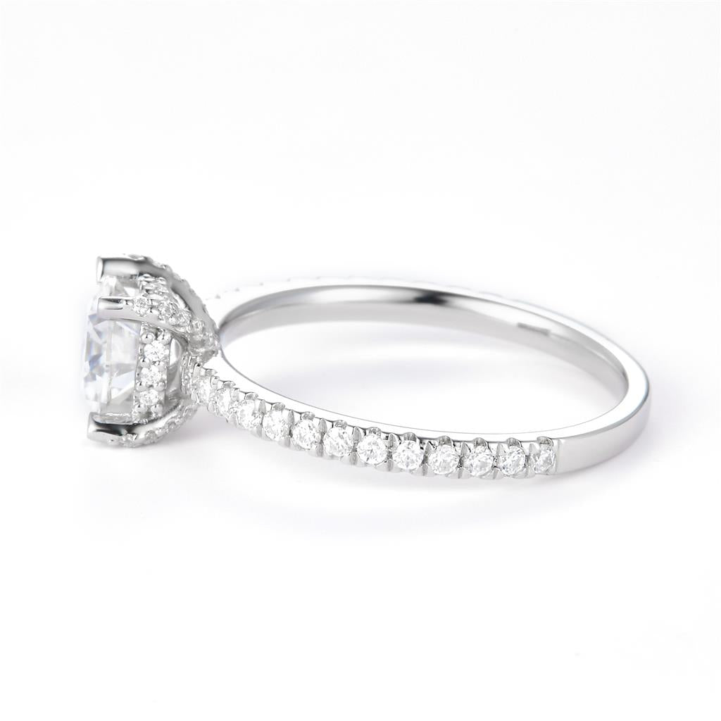 1.353 Ct. Moissanite Sterling Silver (White). Solitaire Ring. (Women). Size 7.5