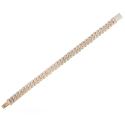 1.98 Ct. Diamond 10 Kt Gold (Yellow). Semi-Solid Cuban Link Bracelet. (Men). 8 in Long. 9.5 mm Wide