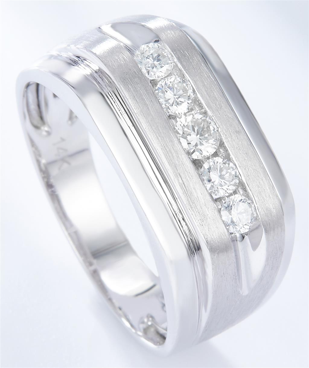 0.479 Ct. Diamond 14 Kt Gold (White). Ring. (Men). Size 10.5