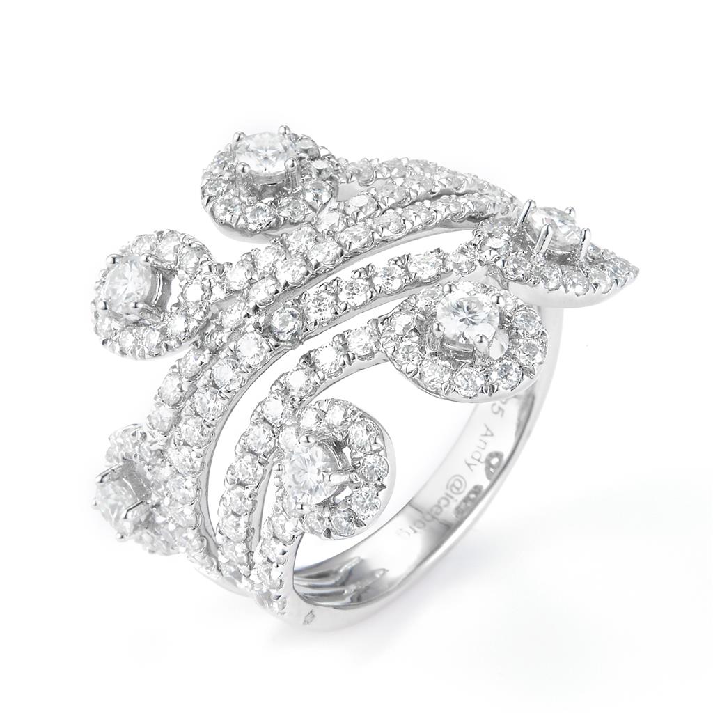 1.78 Ct. Moissanite Sterling Silver (White). Multi-Row Ring. (Women). Size 7