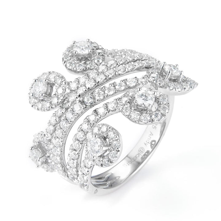 1.78 Ct. Moissanite Sterling Silver (White). Multi-Row Ring. (Women). Size 7