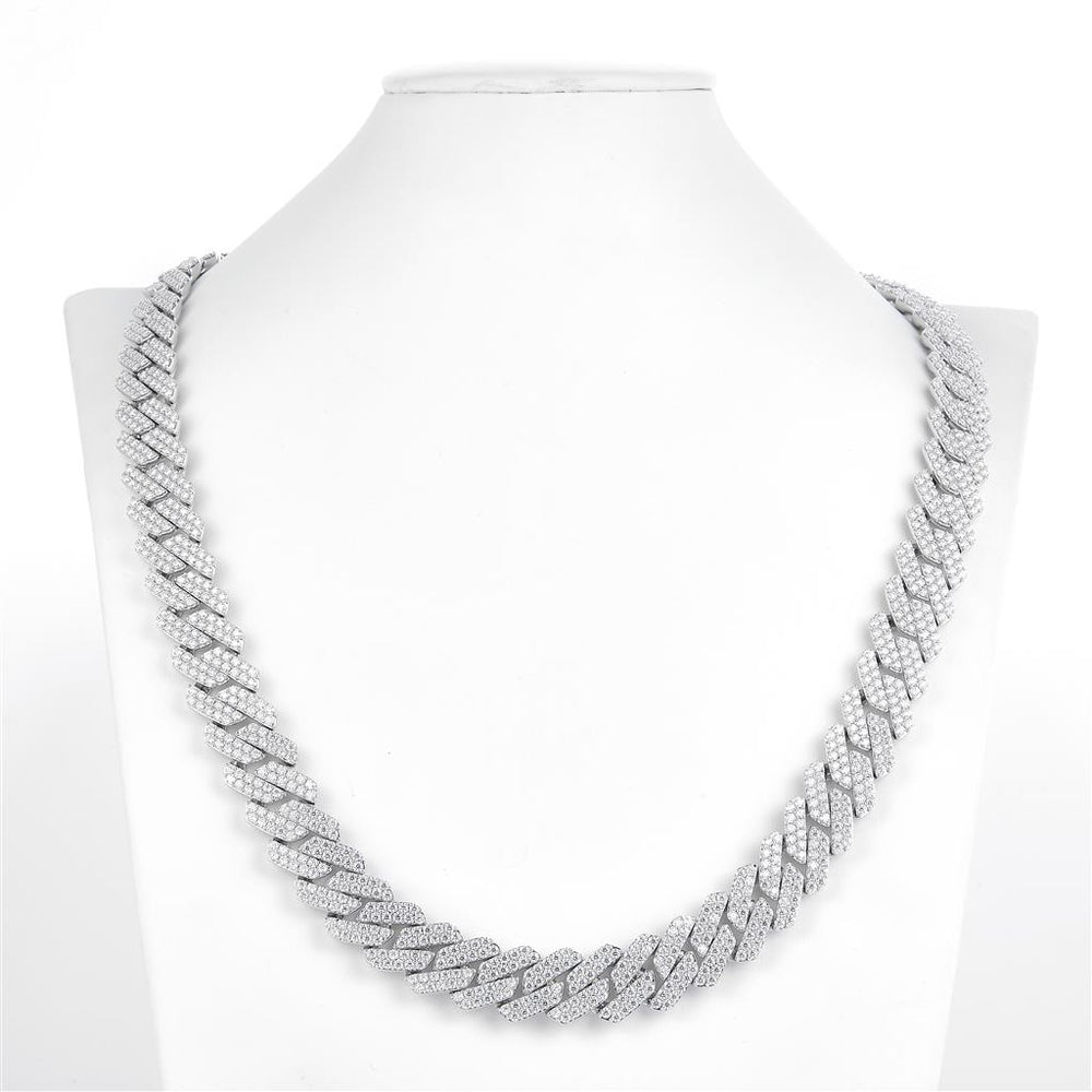 Sterling silver moissanite solid square Cuban chain