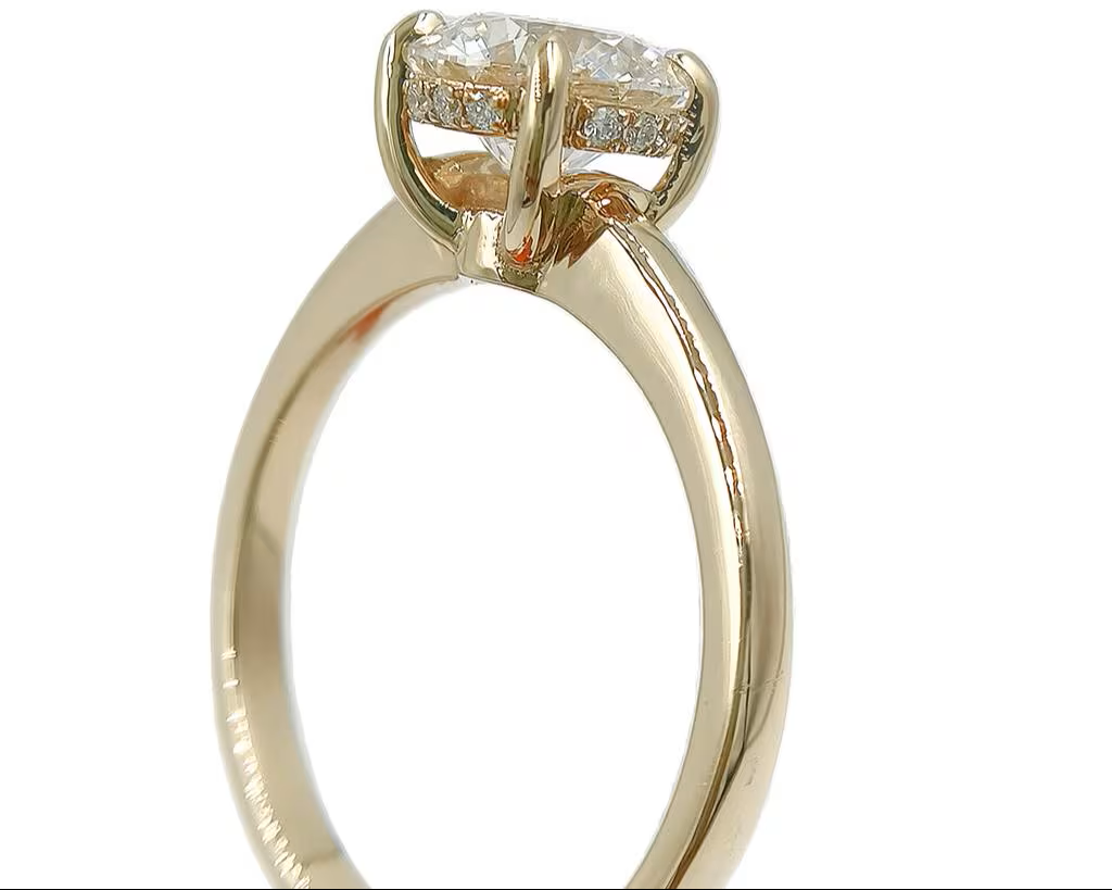 1.5 Ct. Diamond 14 Kt Gold (Yellow). Round Solitaire Ring. (Women). Size 7