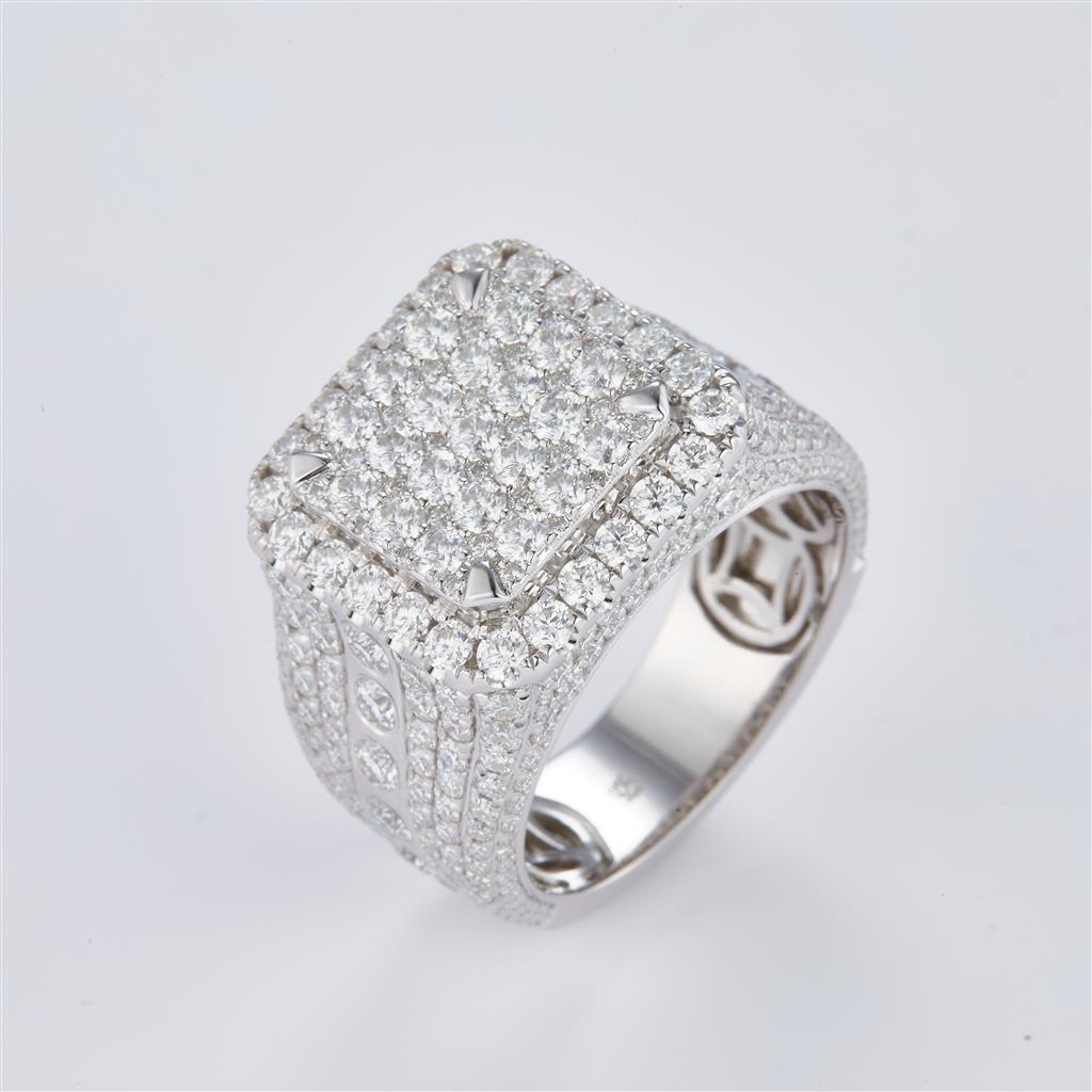 5.12 Ct. Moissanite Sterling Silver (White). Ring. (Men). Size 10