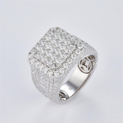 5.12 Ct. Moissanite Sterling Silver (White). Ring. (Men). Size 10