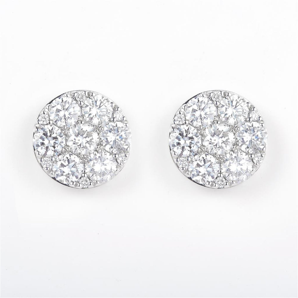 Yellow gold diamond flower style studs earrings