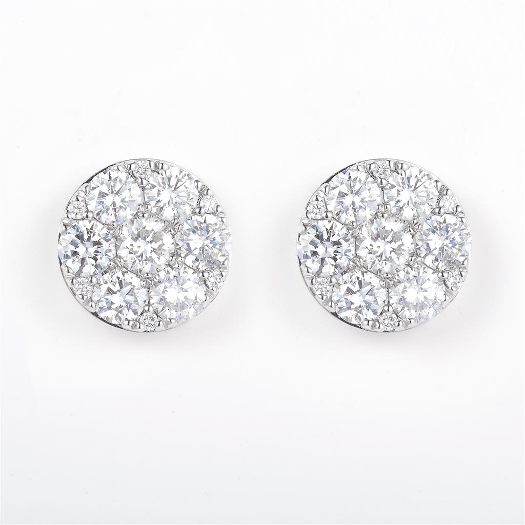 3.081 Ct. Diamond 14 Kt Gold (Yellow). Flower Style Studs Earrings. (Unisex).