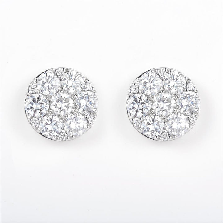 3.081 Ct. Diamond 14 Kt Gold (Yellow). Flower Style Studs Earrings. (Unisex).