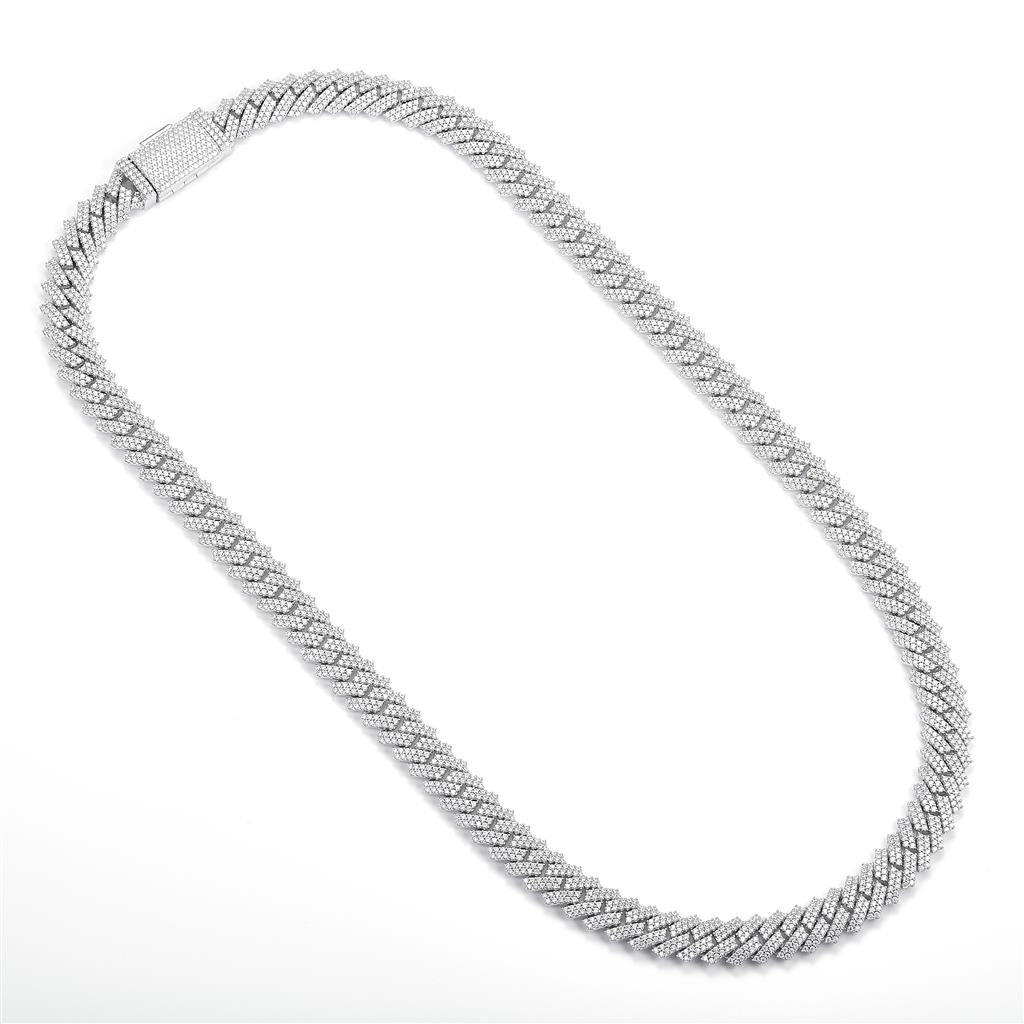 16.8 Ct. Moissanite Sterling Silver (White). Chain. (Unisex). 22 in Long. 10 mm Wide