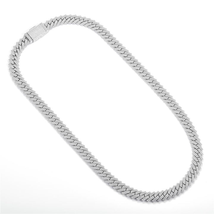 16.8 Ct. Moissanite Sterling Silver (White). Chain. (Unisex). 22 in Long. 10 mm Wide